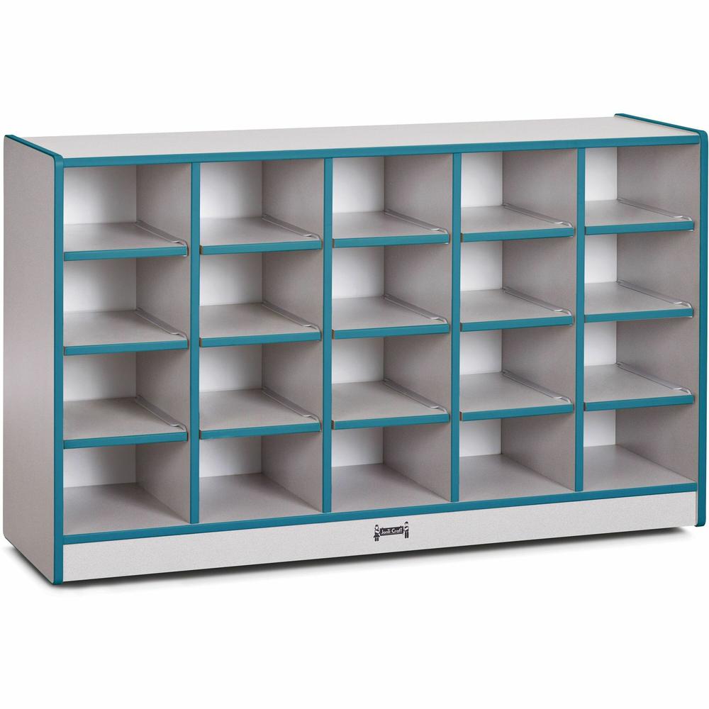 Jonti-Craft Rainbow Accents Toddler Single Storage - 20 Compartment(s) - 29.5" Height x 48" Width x 15" Depth - Laminated, Chip Resistant - Teal - Rubber - 1 Each. Picture 1