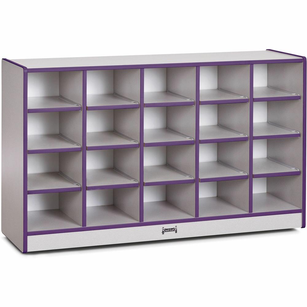 Jonti-Craft Rainbow Accents Toddler Single Storage - 20 Compartment(s) - 29.5" Height x 48" Width x 15" Depth - Laminated, Chip Resistant - Purple - Rubber - 1 Each. Picture 1