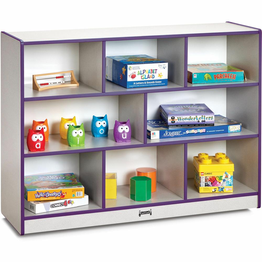 Jonti-Craft Rainbow Accents Super-size Mobile Storage - 35.5" Height x 48" Width x 15" Depth - Durable, Laminated - Purple - Hard Rubber - 1 Each. Picture 1