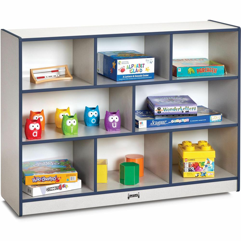 Jonti-Craft Rainbow Accents Super-size Mobile Storage - 35.5" Height x 48" Width x 15" Depth - Durable, Laminated - Navy - Hard Rubber - 1 Each. Picture 1