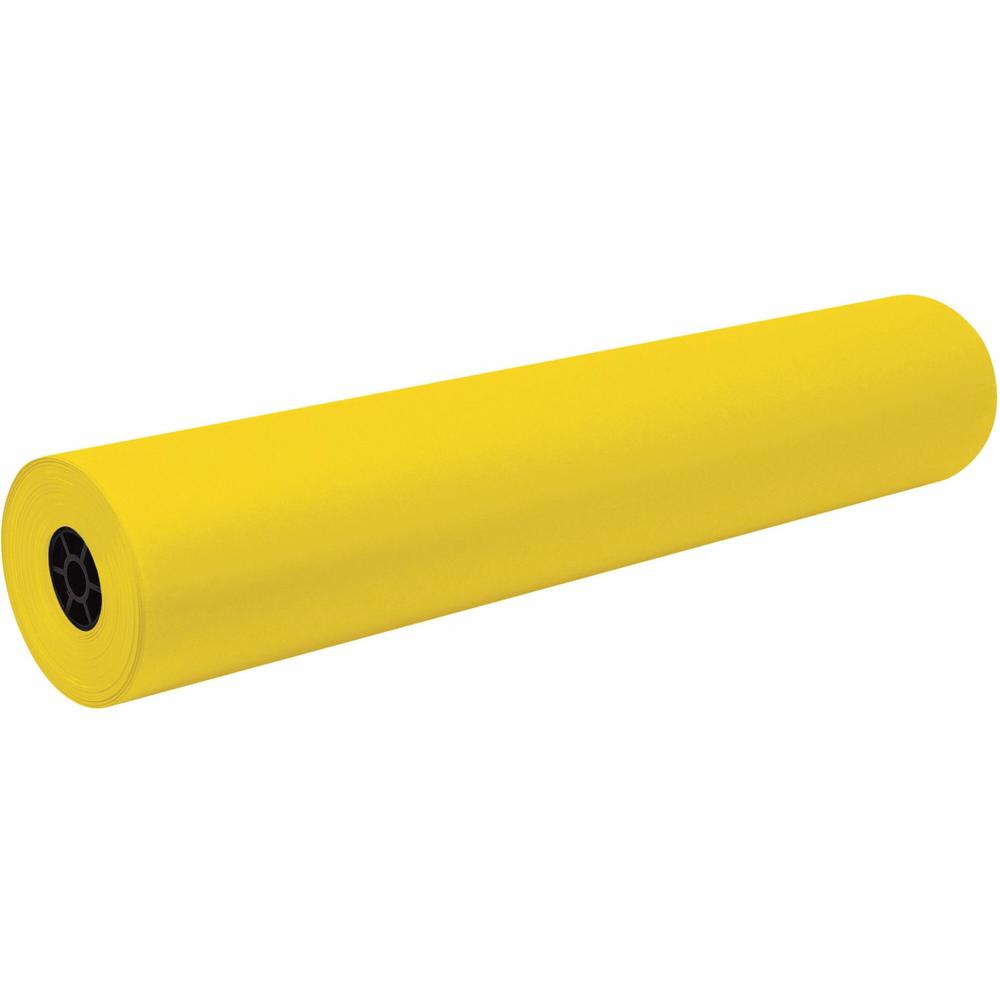 Decorol Flame-Retardant Art Paper Roll - Art, Classroom, Office, Banner, Bulletin Board - 7"Height x 36"Width x 1000 ftLength - 1 / Roll - Yellow - Sulphite. Picture 1