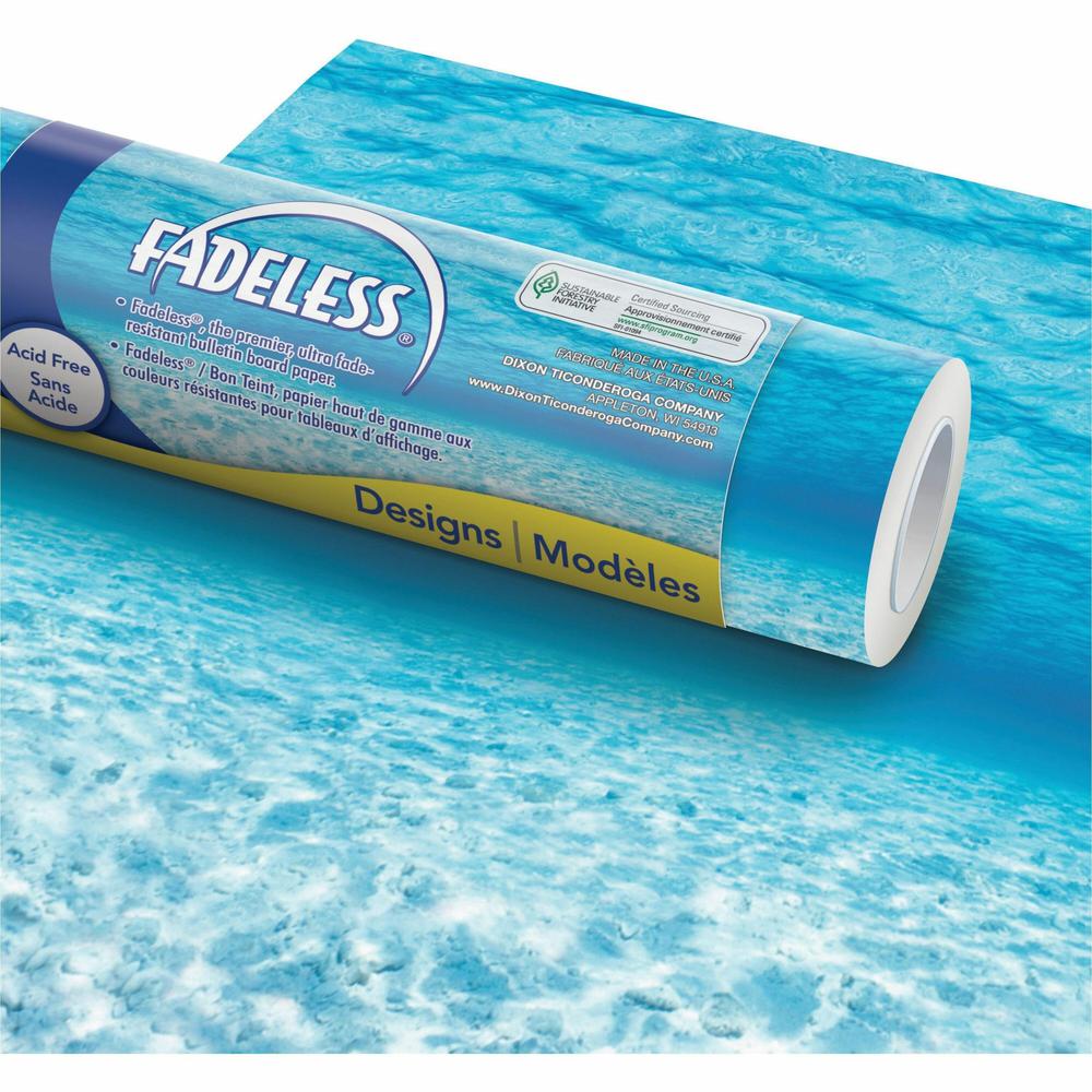 Fadeless Bulletin Board Art Paper - Bulletin Board, Display, Decoration, School, Home, Office Project, Art Project, Craft Project, Table Skirting - 2"Height x 48"Width x 50 ftLength - 1 / Roll - Blue. Picture 1