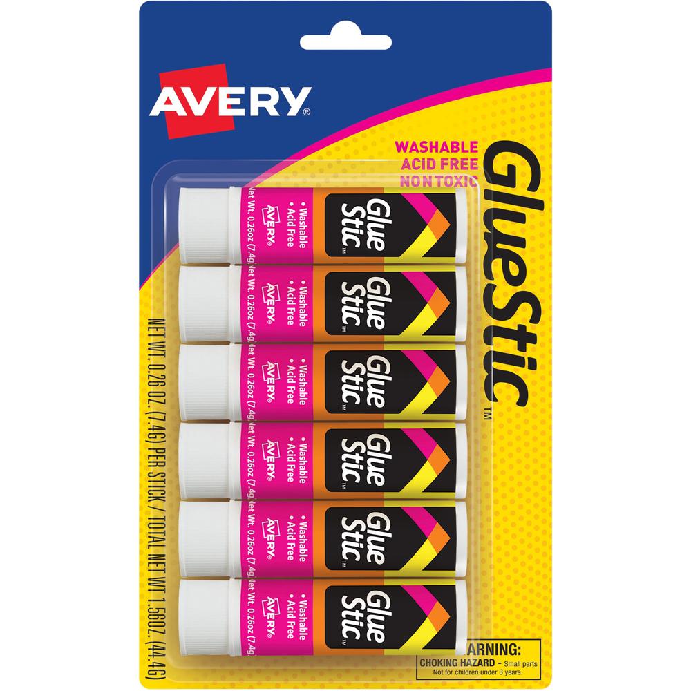 Avery&reg; Glue Stick - 0.26 oz - 6 / Pack - White. The main picture.