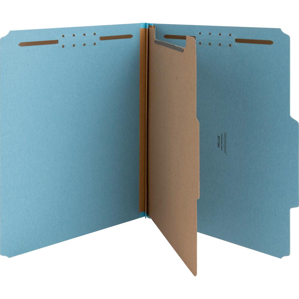 Nature Saver 1/3 Tab Cut Letter Recycled Classification Folder - 8 1/2" x 11" - 2" Fastener Capacity for Folder - Top Tab Location - 1 Divider(s) - Blue - 100% Recycled - 10 / Box. Picture 1