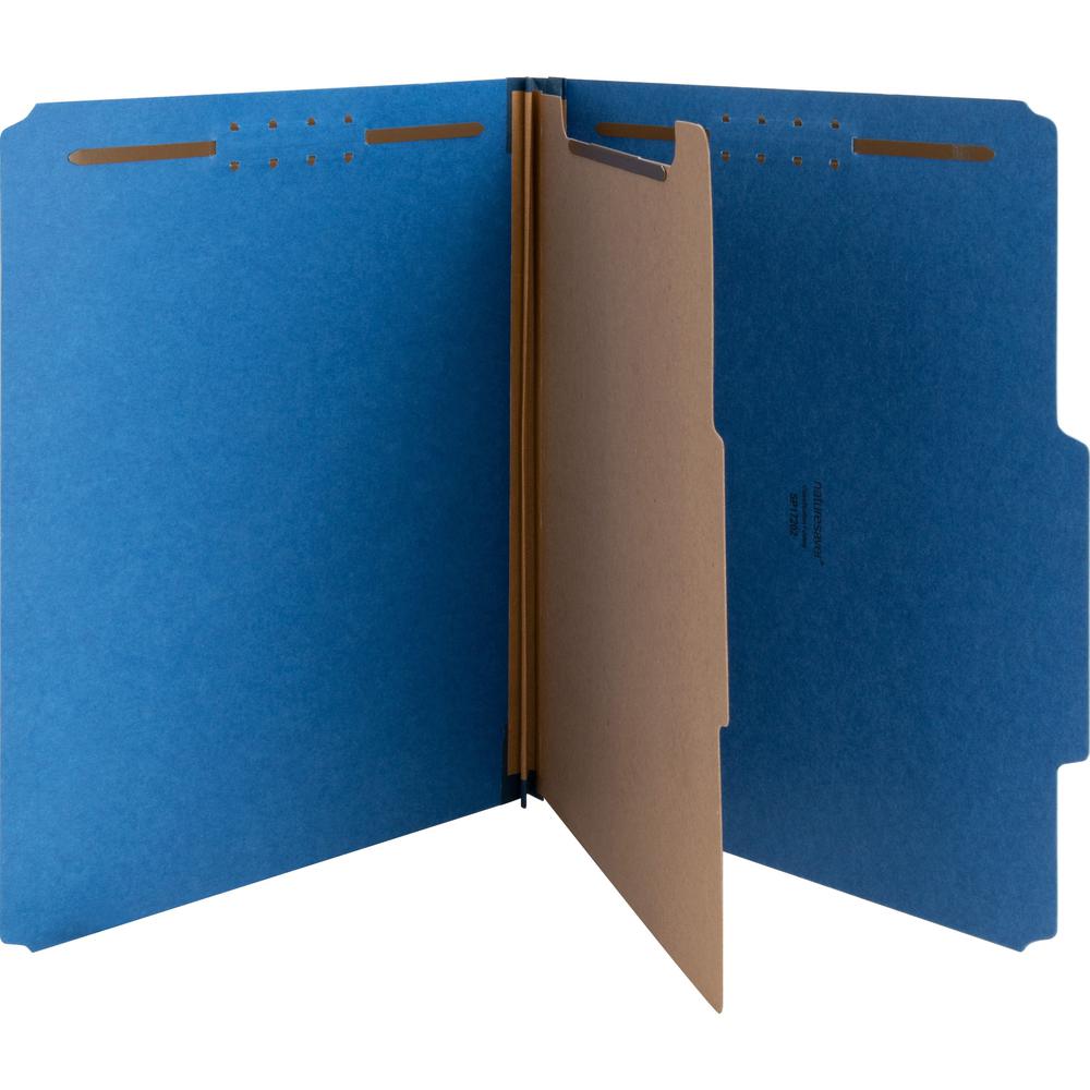 Nature Saver Letter Recycled Classification Folder - 8 1/2" x 11" - 2" Fastener Capacity for Folder - Top Tab Location - 1 Divider(s) - Blue - 100% Recycled - 10 / Box. Picture 1