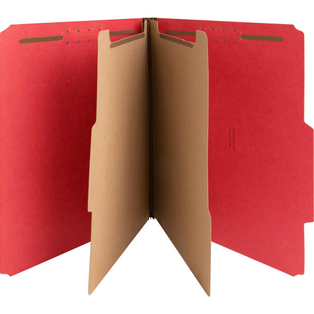 Nature Saver Letter Recycled Classification Folder - 8 1/2" x 11" - 2" Fastener Capacity for Folder - 2 Divider(s) - Red - 100% Recycled - 10 / Box. Picture 1