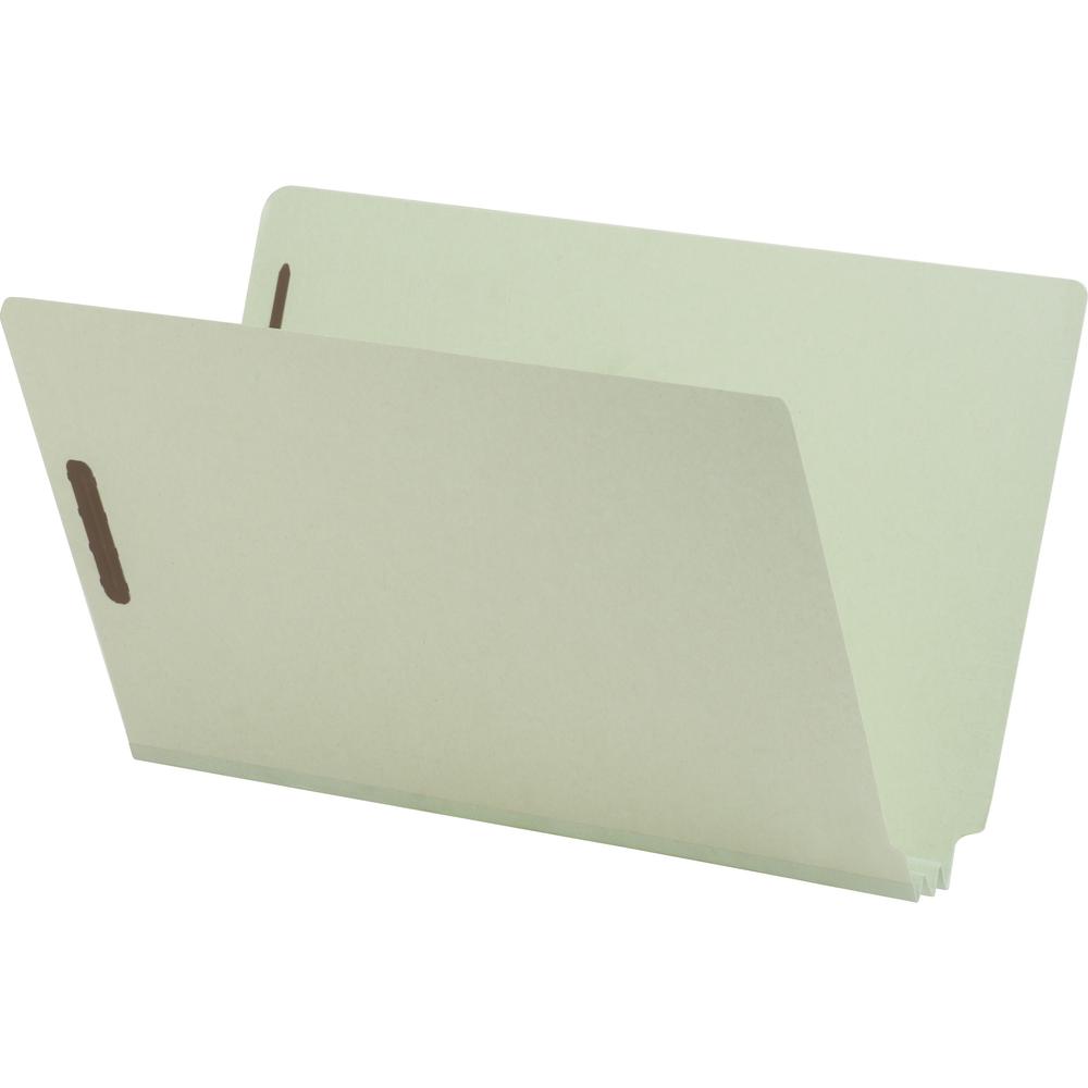 Nature Saver Legal Recycled End Tab File Folder - 8 1/2" x 14" - 2" Expansion - 2" Fastener Capacity for Folder - Pressboard - Gray/Green - 100% Recycled - 25 / Box. Picture 1