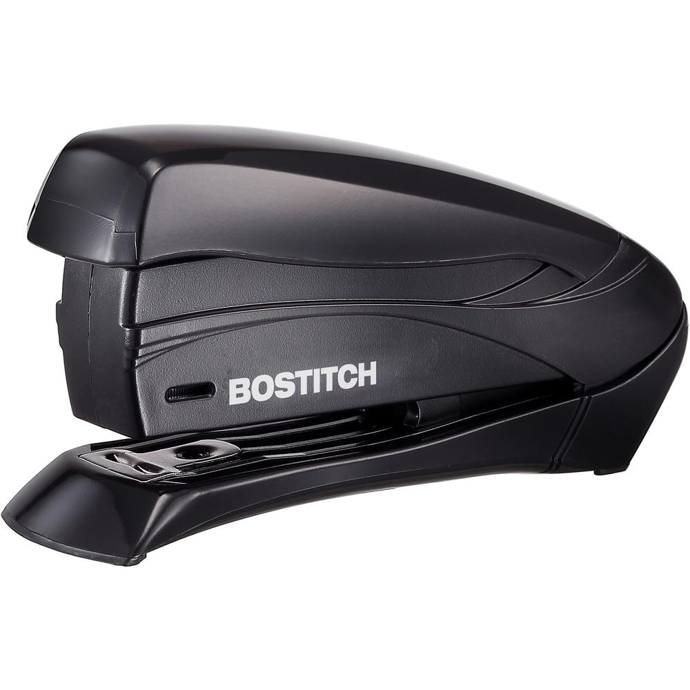 Bostitch Inspire 15 Spring-Powered Compact Stapler - 15 Sheets Capacity - 105 Staple Capacity - Half Strip - 1/4" Staple Size - 1 Each - Black. Picture 1