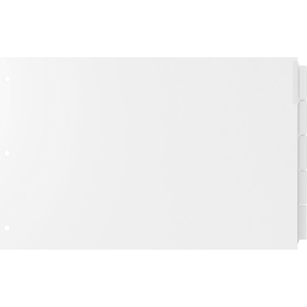 EasyFit Insertable 5-Tab Index Dividers - 5 x Divider(s) - 5 Tab(s)/Set - 11" Divider Width x 17" Divider Length - Ledger - 3 Hole Punched - White Divider - Clear Tab(s) - Recycled - Reinforced Edges,. Picture 1