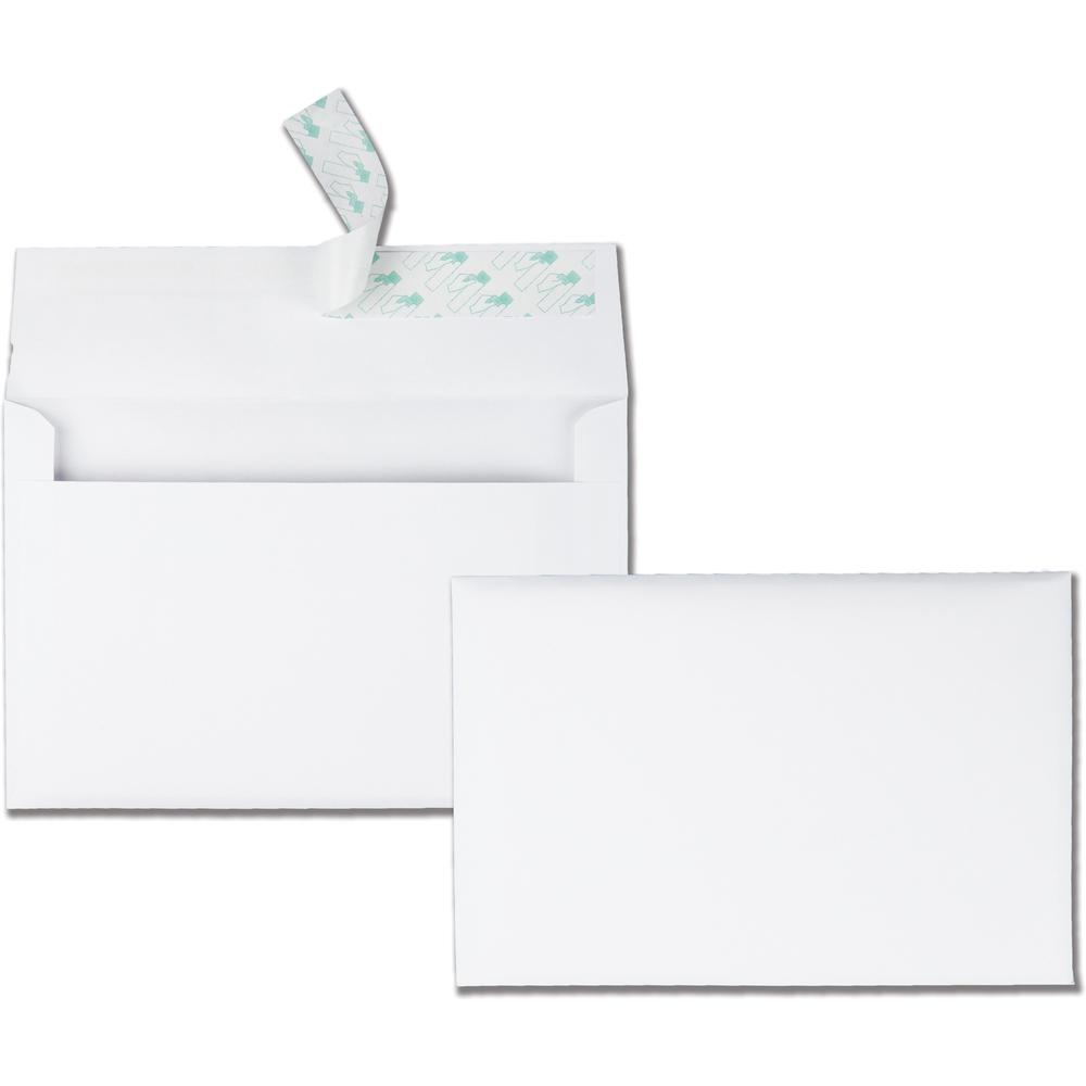 Quality Park A9 Greeting Card Envelopes with Self Seal Closure - Announcement - 5 3/4" Width x 8 3/4" Length - 24 lb - Peel & Seal - 100 / Box - White. Picture 1