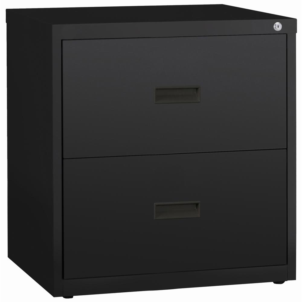 Lorell Value Lateral File - 2-Drawer - 30" x 18.6" x 28.1" - 2 x Drawer(s) for File - A4, Letter, Legal - Interlocking, Ball-bearing Suspension, Adjustable Glide, Locking Drawer - Black - Steel - Recy. Picture 1