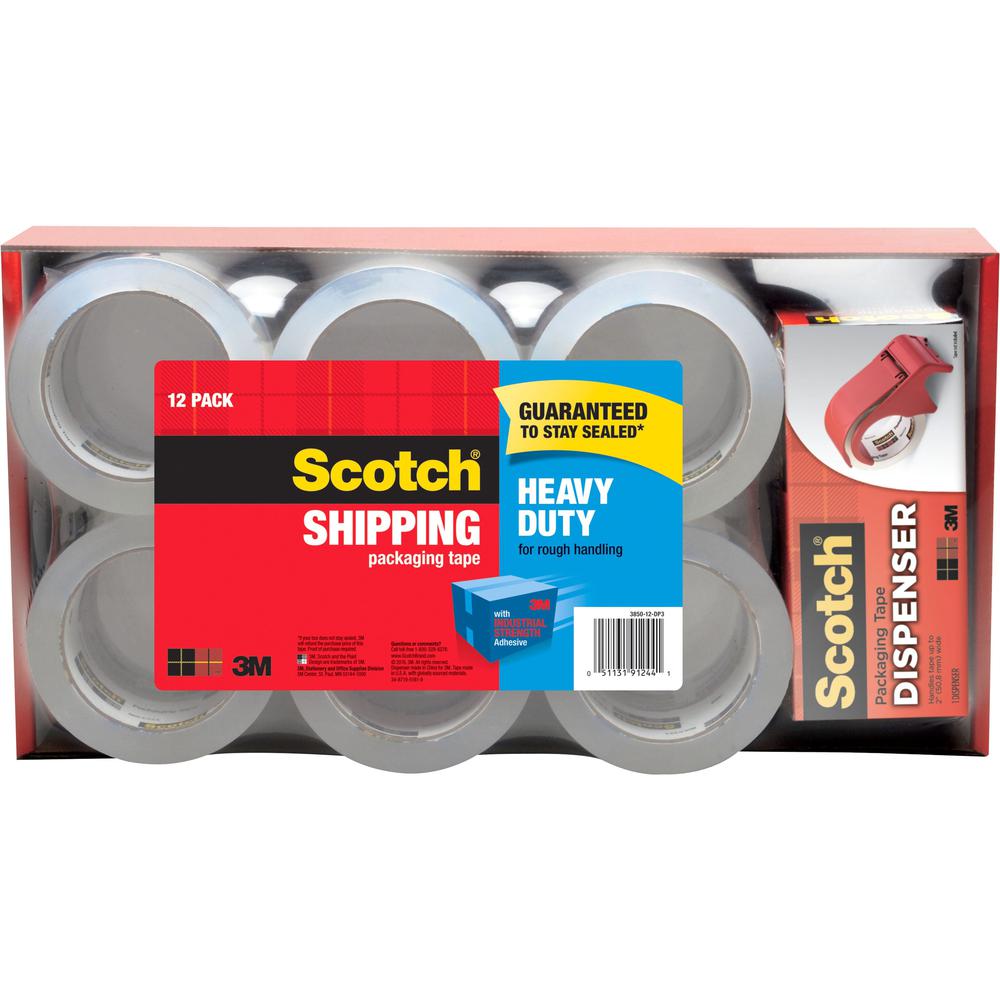Scotch Heavy-Duty Shipping/Packaging Tape - 54.60 yd Length x 1.88" Width - 3.1 mil Thickness - 3" Core - Synthetic Rubber Resin Backing - Dispenser Included - Handheld Dispenser - Breakage Resistance. Picture 1
