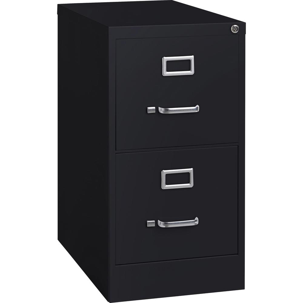 Lorell Commercial-grade Vertical File - 2-Drawer - 15" x 22" x 28.4" - 2 x Drawer(s) for File - Letter - Lockable, Ball-bearing Suspension - Black - Steel - Recycled. Picture 1