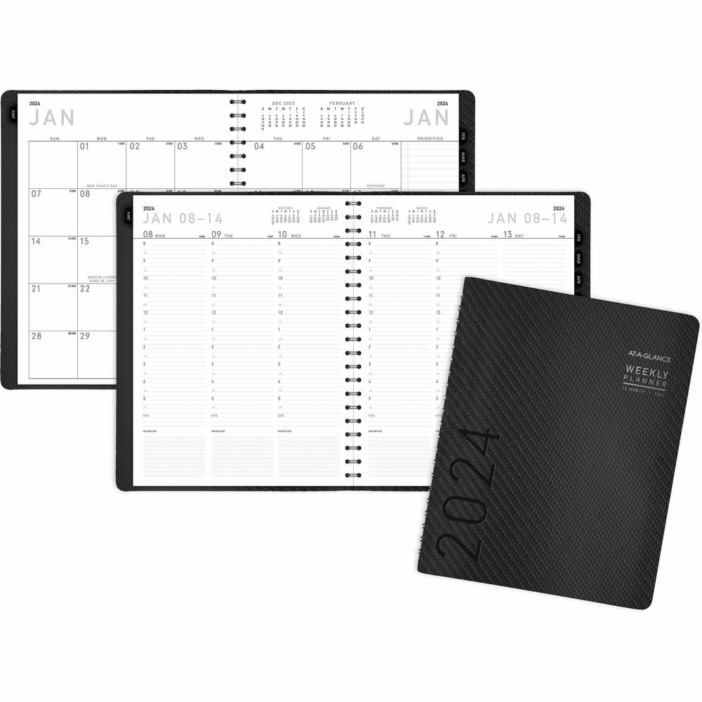 At-A-Glance Contemporary Planner - Large Size - Julian Dates - Weekly, Monthly - 1 Year - January 2024 - December 2024 - 8:00 AM to 5:30 PM - Half-hourly - 1 Week, 1 Month Double Page Layout - 8 1/4" . Picture 1