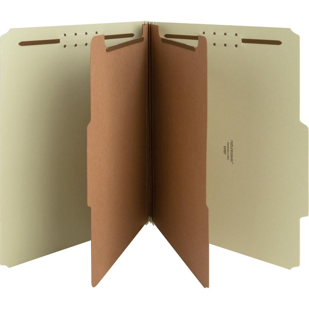 Nature Saver 2/5 Tab Cut Letter Recycled Classification Folder - 8 1/2" x 11" - 2" Expansion - Prong K Style Fastener - 2" Fastener Capacity for Folder, 1" Fastener Capacity for Divider - 2 Divider(s). Picture 1