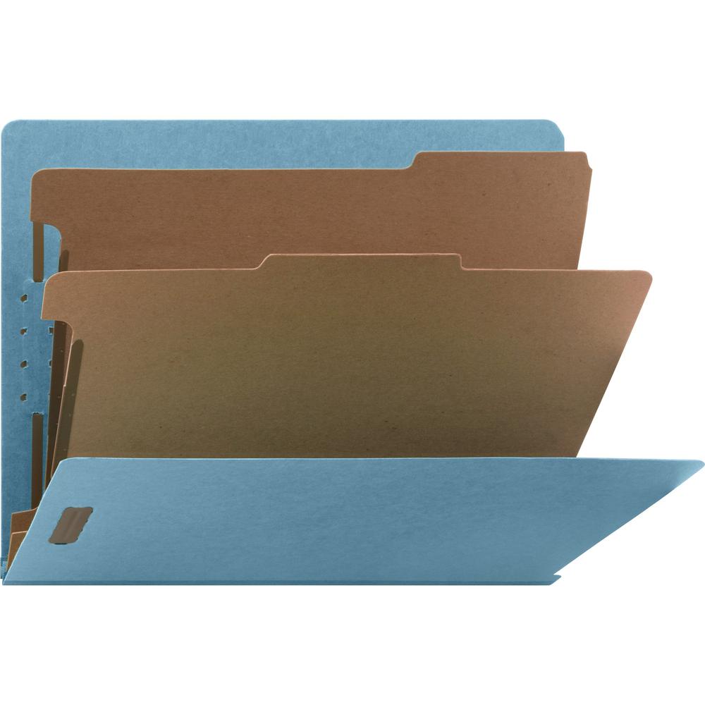 Nature Saver Letter Recycled Classification Folder - 8 1/2" x 11" - End Tab Location - 2 Divider(s) - Fiberboard - Blue - 100% Recycled - 10 / Box. Picture 1