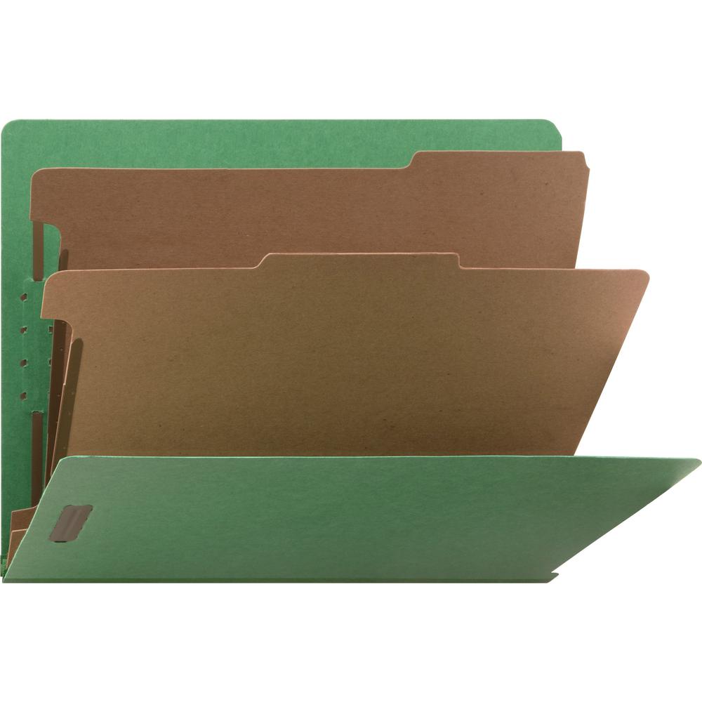 Nature Saver Letter Recycled Classification Folder - 8 1/2" x 11" - End Tab Location - 2 Divider(s) - Fiberboard - Green - 100% Recycled - 10 / Box. Picture 1