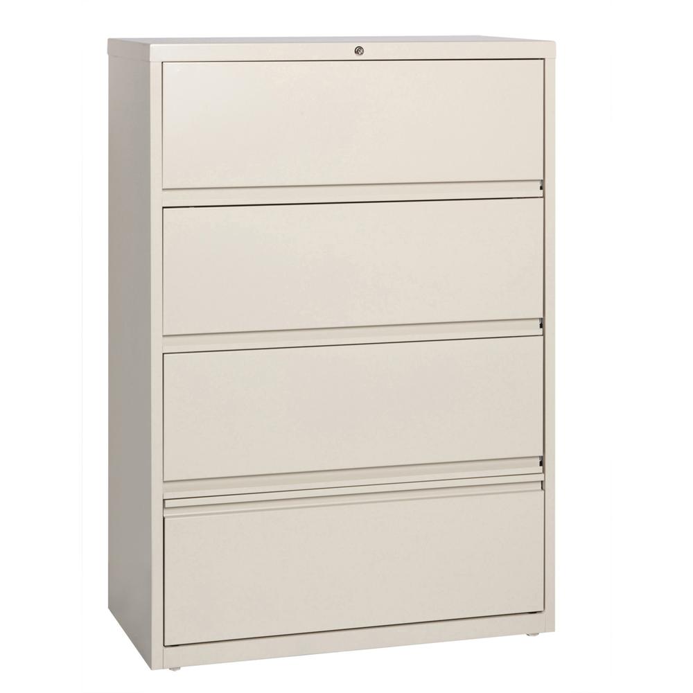Lorell Fortress Lateral File with Roll-Out Shelf - 36" x 18.6" x 52.5" - 4 x Drawer(s) for File - Letter, Legal, A4 - Ball-bearing Suspension, Interlocking, Heavy Duty, Recessed Handle, Leveling Glide. Picture 1