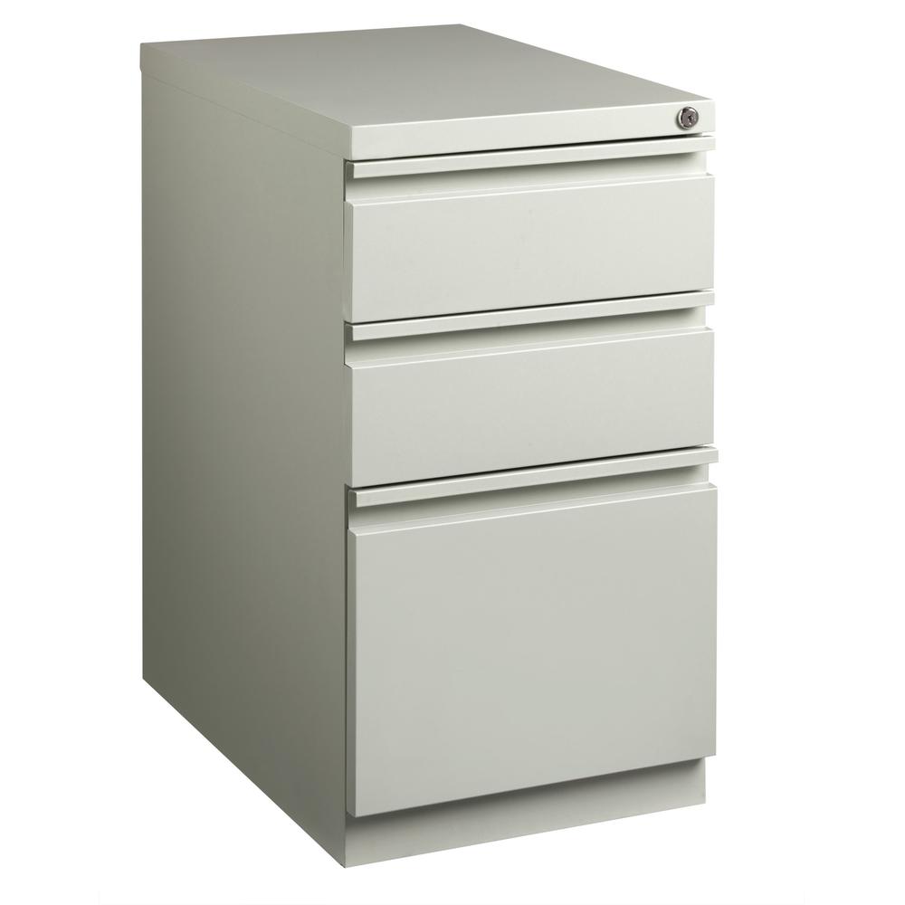 Lorell 23" Box/Box/File Mobile File Cabinet with Full-Width Pull - 15" x 22.9" x 27.8" - 3 x Drawer(s) for Box, File - Letter - Vertical - Ball-bearing Suspension, Security Lock, Recessed Handle - Lig. Picture 1
