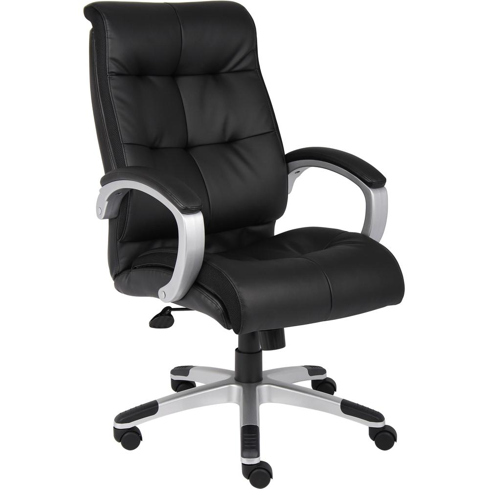 Lorell Executive Chair - Black Leather Seat - 5-star Base - Black - 1 Each. Picture 1