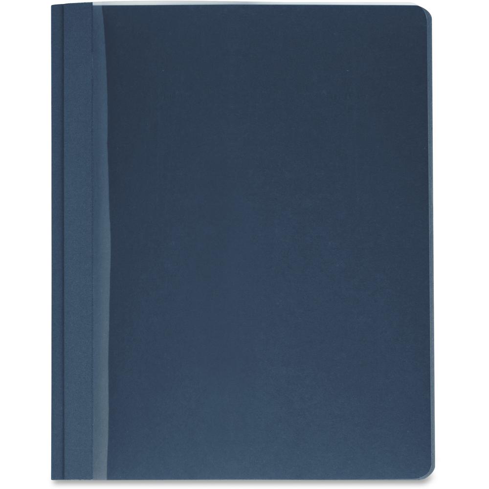 Business Source Letter Report Cover - 8 1/2" x 11" - 100 Sheet Capacity - 3 x Prong Fastener(s) - Clear, Dark Blue - 25 / Box. Picture 1
