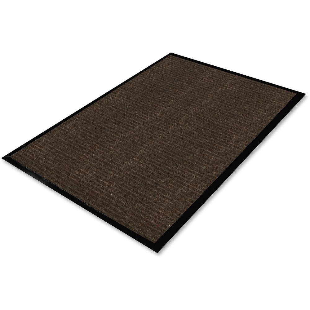 Genuine Joe Gold Dual-Rib Hard Surface Floor Mat - Hard Floor - 60" Length x 36" Width - Polypropylene, Vinyl - Chocolate - 1Each. Picture 1