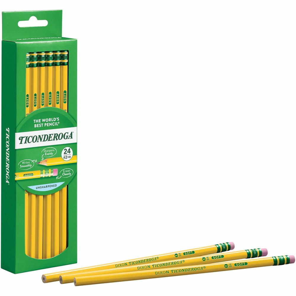 Ticonderoga Wood-Cased Pencils - 2HB Lead - Yellow Barrel - 24 / Box. Picture 1