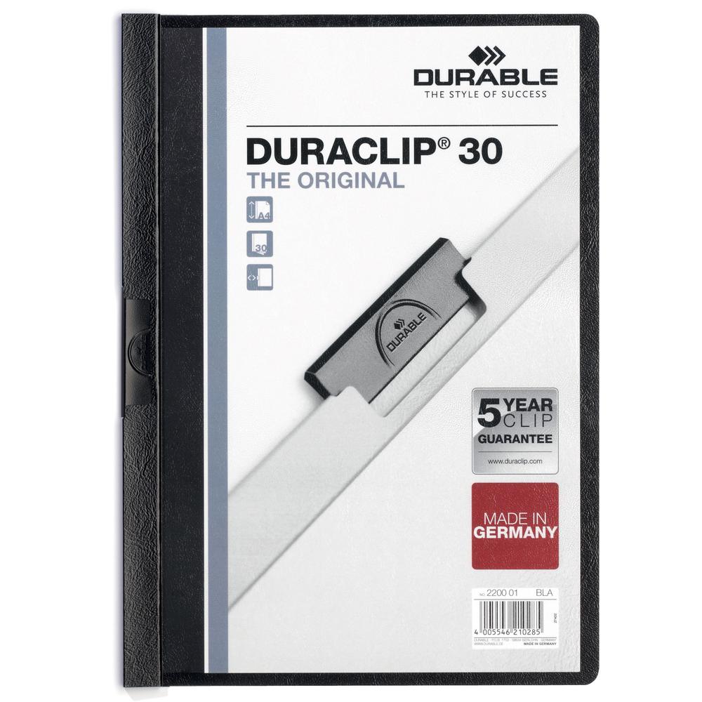DURABLE&reg; DURACLIP&reg; Report Cover - Letter Size 8 1/2" x 11" - 30 Sheet Capacity - Punchless - Vinyl - Black. The main picture.