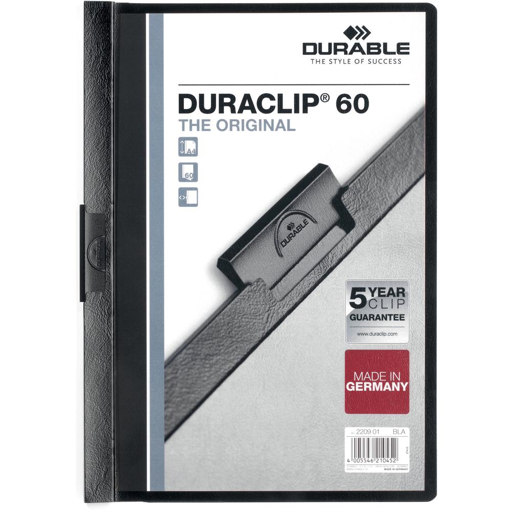 DURABLE&reg; DURACLIP&reg; Report Cover - Letter Size 8 1/2" x 11" - 60 Sheet Capacity - Punchless - Vinyl - Black. The main picture.
