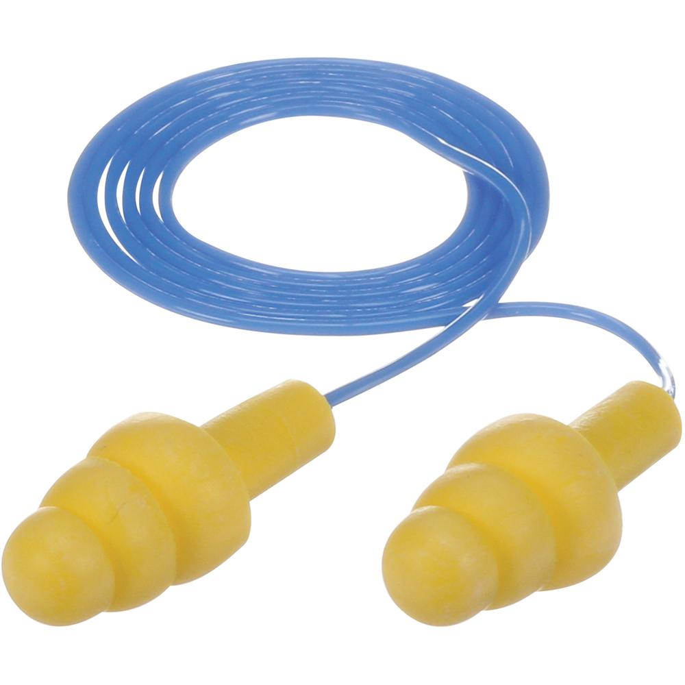 E-A-R UltraFit Corded Earplugs - Noise, Blast Protection - Polymer - Yellow - Comfortable, Washable, Dielectric, Disposable - 100 / Bag. Picture 1