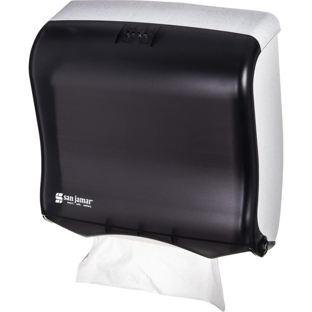 San Jamar C-fold/Multi-fold Towel Dispenser - C Fold, Multifold, Touchless Dispenser - 400 x Multifold, 240 x C Fold - 11.5" Height x 11.5" Width x 6" Depth - Plastic - Black Pearl - Compact, Durable,. Picture 1