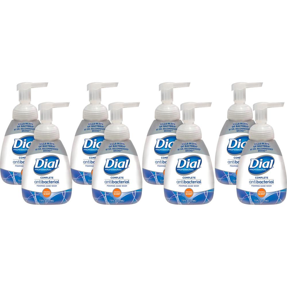 Dial Complete Foaming Hand Wash - 7.5 fl oz (221.8 mL) - Pump Bottle Dispenser - Kill Germs - Hand - Amber - 8 / Carton. Picture 1