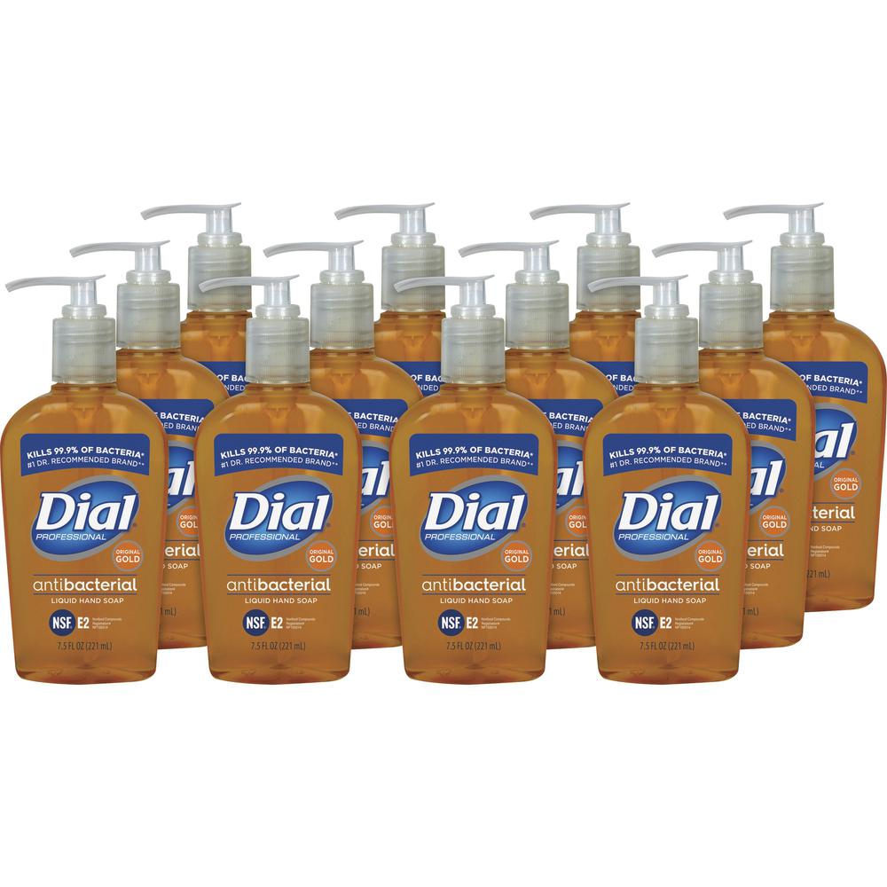 Dial Gold Antibacterial Liquid Hand Soap - 7.5 fl oz (221.8 mL) - Push Pump Dispenser - Hand, Skin - Antibacterial - 12 / Carton. Picture 1