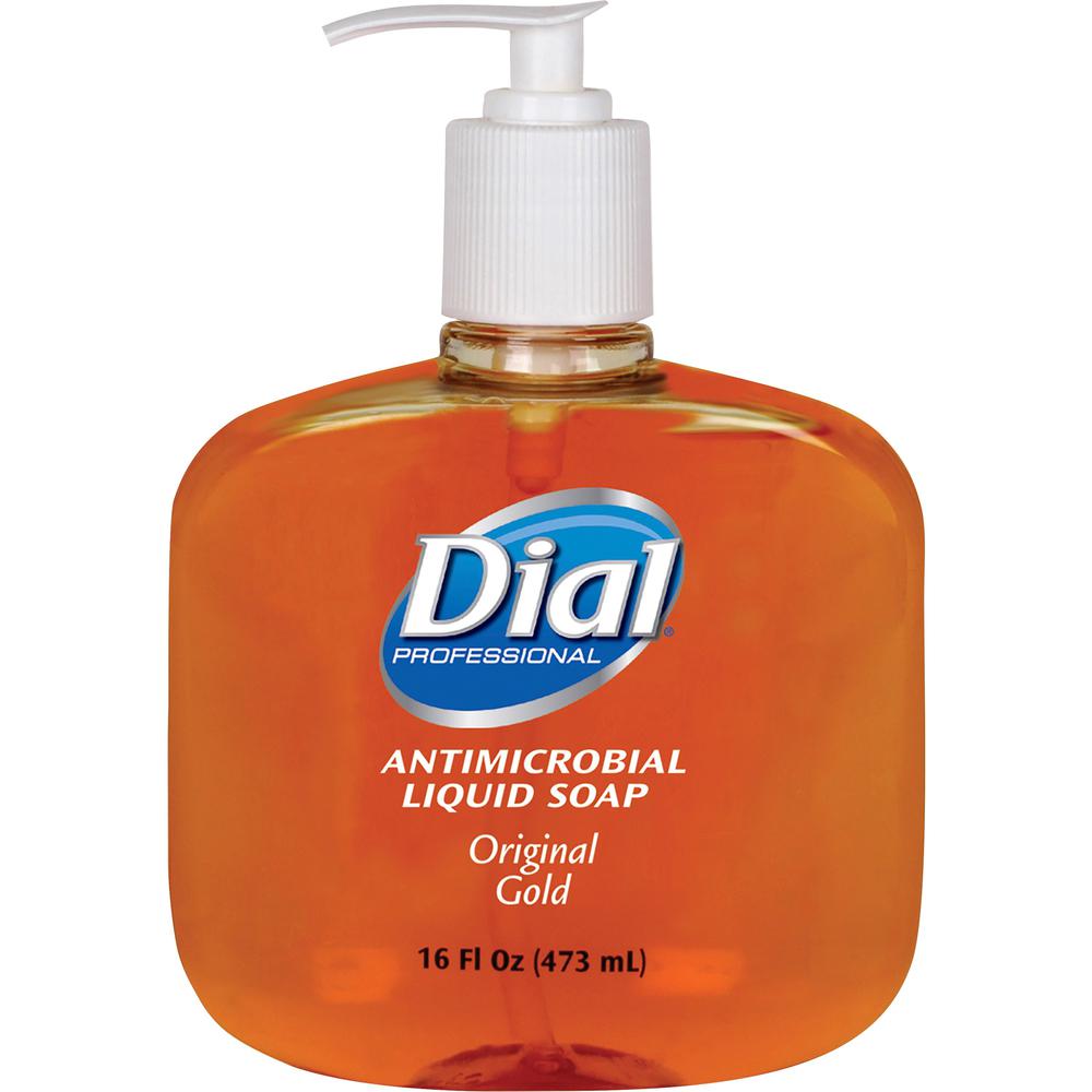 Dial Gold Antibacterial Liquid Hand Soap - 16 fl oz (473.2 mL) - Pump Bottle Dispenser - Kill Germs - Hand, Skin - Moisturizing - Antibacterial - Gold - 12 / Carton. Picture 1