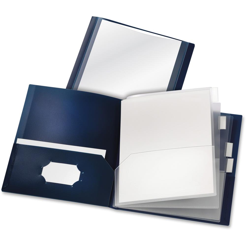 Cardinal Reportpro Letter Pocket Folder - 1" Folder Capacity - 8 1/2" x 11" - 200 Sheet Capacity - 10 Pocket(s) - 2 Divider(s) - Polypropylene - Black, Dark Blue, Dark Red, Green - 1 Each. Picture 1