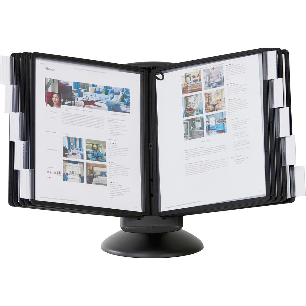 DURABLE&reg; SHERPA&reg; Motion Reference Display System - Desktop - 360&deg; Rotation - 10 Double Sided Panels - Letter Size - Anti-Flective/Non-Glare - Black. Picture 1