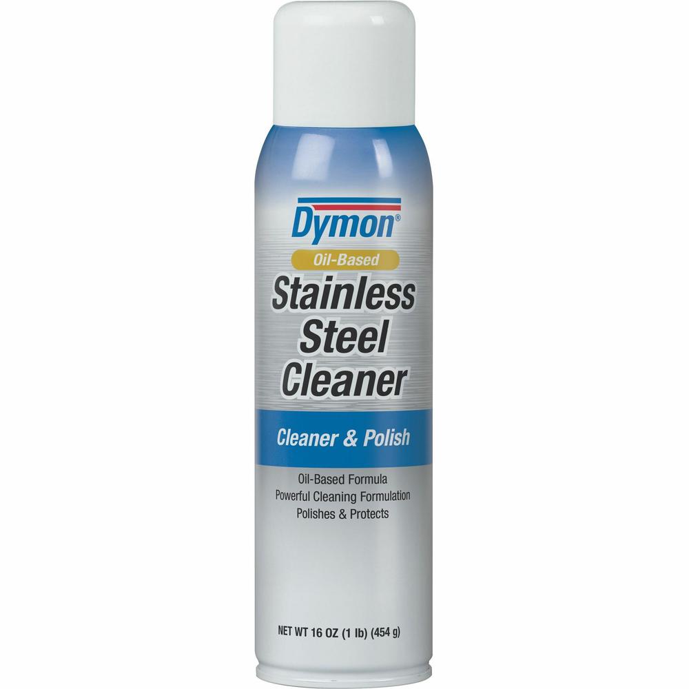 Dymon Oil-based Stainless Steel Cleaner - For Stainless Steel, Aluminum, Chrome, Copper, Brass - 16 fl oz (0.5 quart) - Neutral Scent - 1 Each - pH Balanced - White. Picture 1