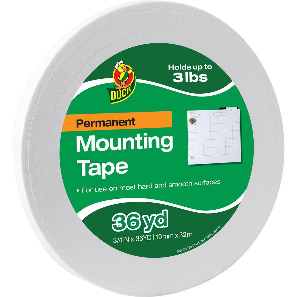 Duck Brand Brand Double-sided Foam Mounting Tape - 36 yd Length x 0.75" Width - 1 / Roll - White. The main picture.