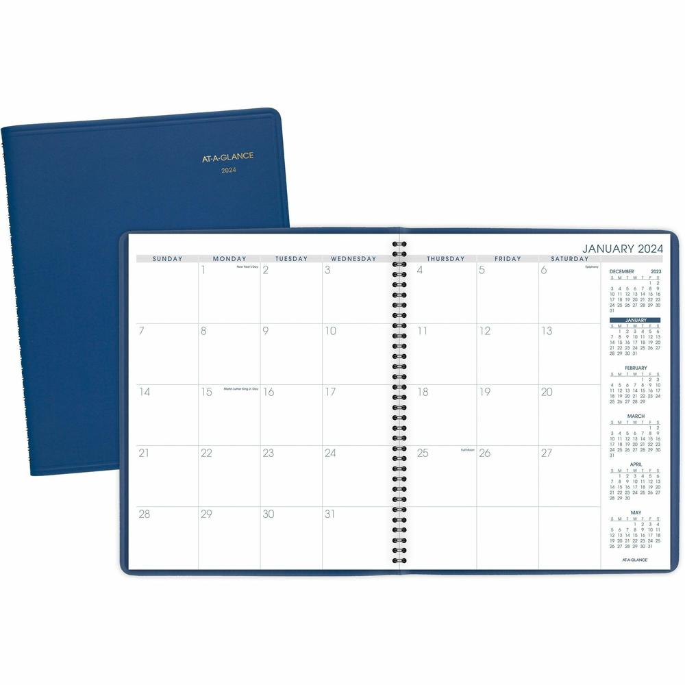 At-A-Glance Fashion Planner - Julian Dates - Monthly - 1.25 Year - January 2024 - March 2025 - 1 Month Double Page Layout - 9" x 11" Sheet Size - Wire Bound - Simulated Leather - Blue CoverAppointment. Picture 1