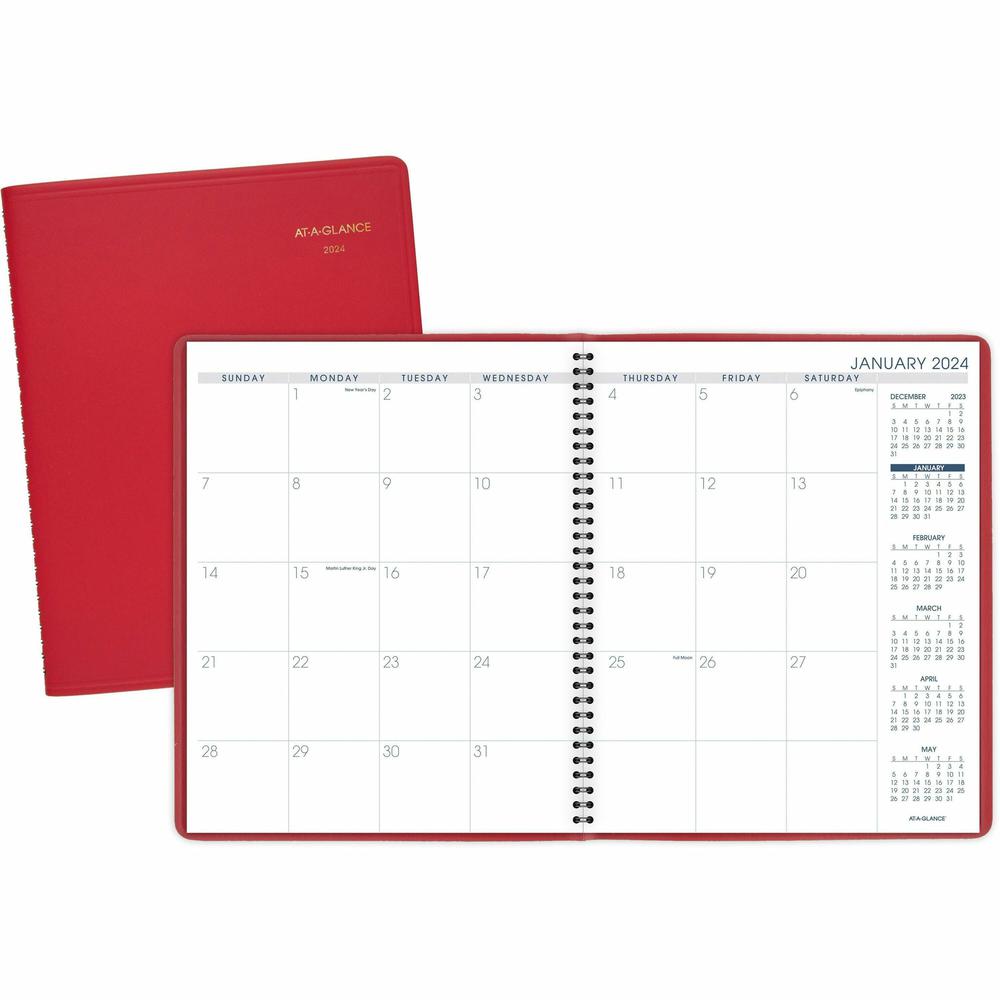 At-A-Glance Fashion Planner - Julian Dates - Monthly - 1.25 Year - January 2024 - March 2025 - 1 Month Double Page Layout - 9" x 11" Sheet Size - Wire Bound - Simulated Leather - Red CoverAppointment . Picture 1