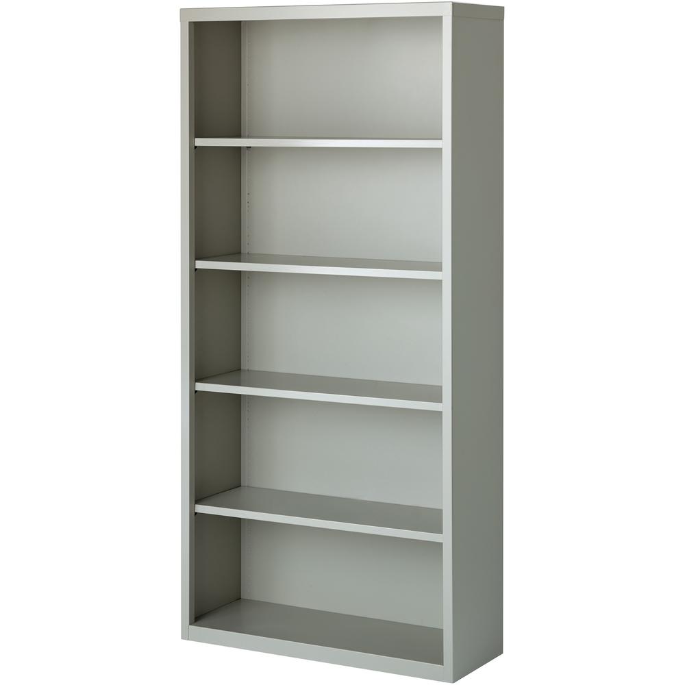 Lorell Fortress Series Bookcase - 34.5" x 13" x 72" - 5 x Shelf(ves) - Light Gray - Powder Coated - Steel - Recycled. Picture 1
