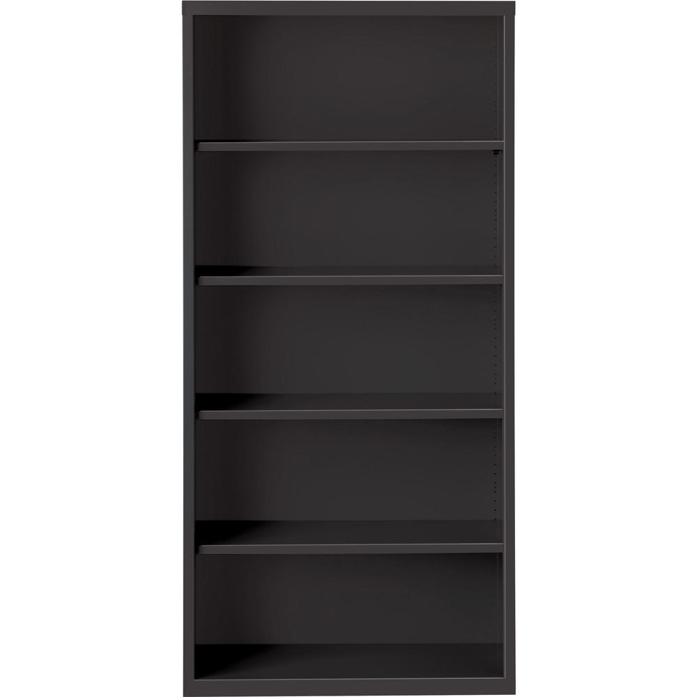 Lorell Fortress Series Bookcase - 34.5" x 13" x 72" - 5 x Shelf(ves) - Black - Powder Coated - Steel - Recycled. Picture 1