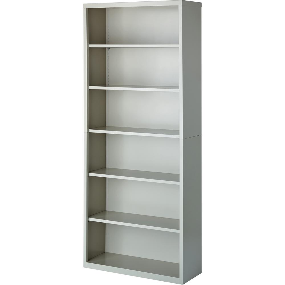 Lorell Fortress Series Bookcases - 34.5" x 13" x 82" - 6 x Shelf(ves) - Light Gray - Powder Coated - Steel - Recycled - Assembly Required. Picture 1