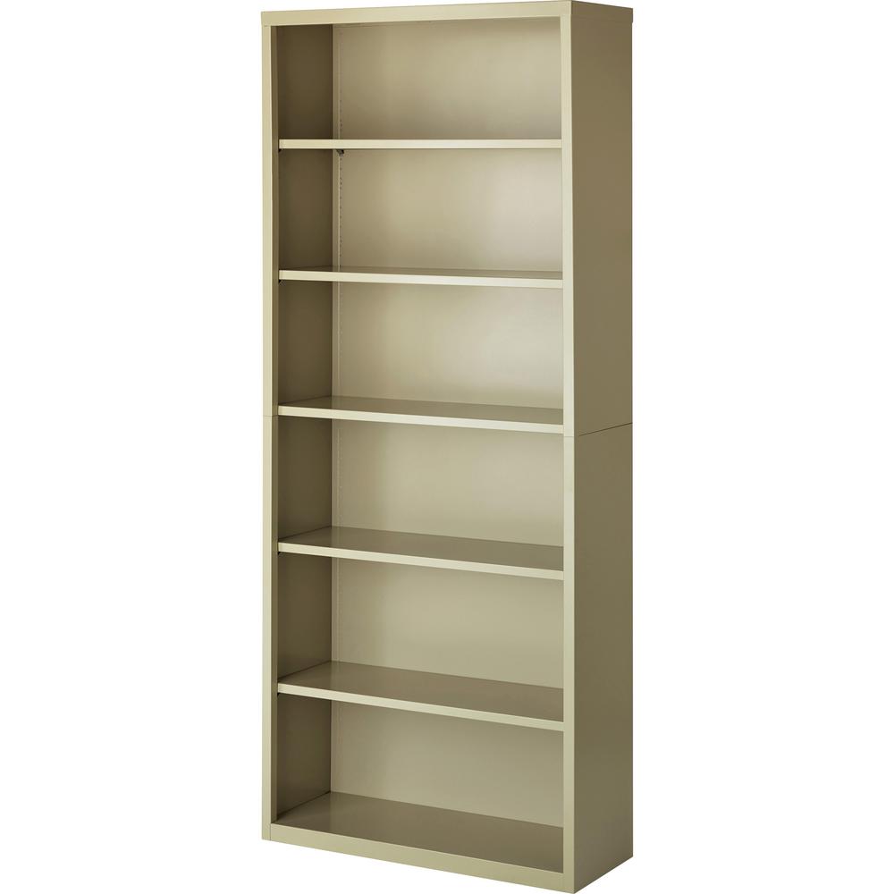 Lorell Fortress Series Bookcase - 34.5" x 13" x 82" - 6 x Shelf(ves) - Putty - Powder Coated - Steel - Recycled. Picture 1