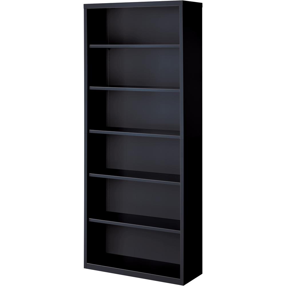 Lorell Fortress Series Bookcase - 34.5" x 13" x 82" - 6 x Shelf(ves) - Black - Powder Coated - Steel - Recycled. Picture 1