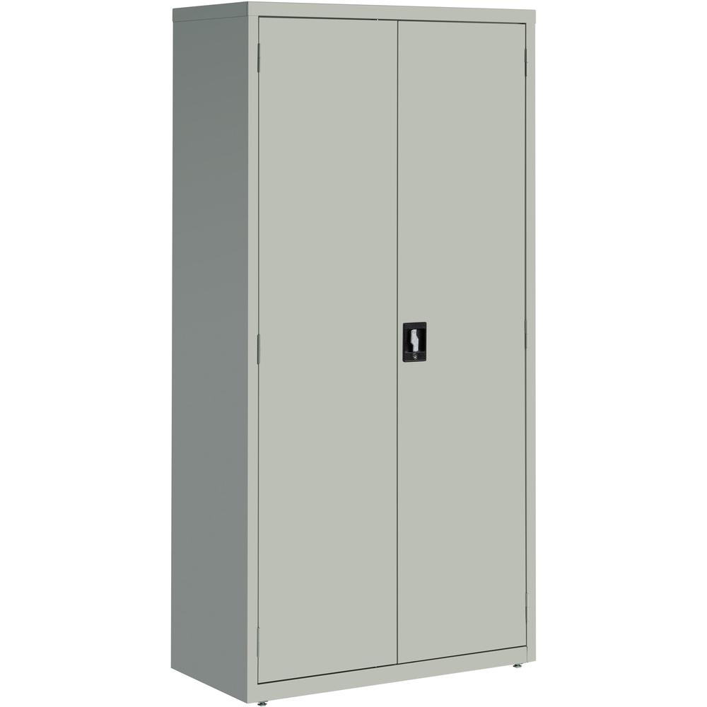 Lorell Fortress Series Storage Cabinets - 36" x 18" x 72" - 5 x Shelf(ves) - Recessed Locking Handle, Hinged Door, Durable - Light Gray - Powder Coated - Steel - Recycled. Picture 1