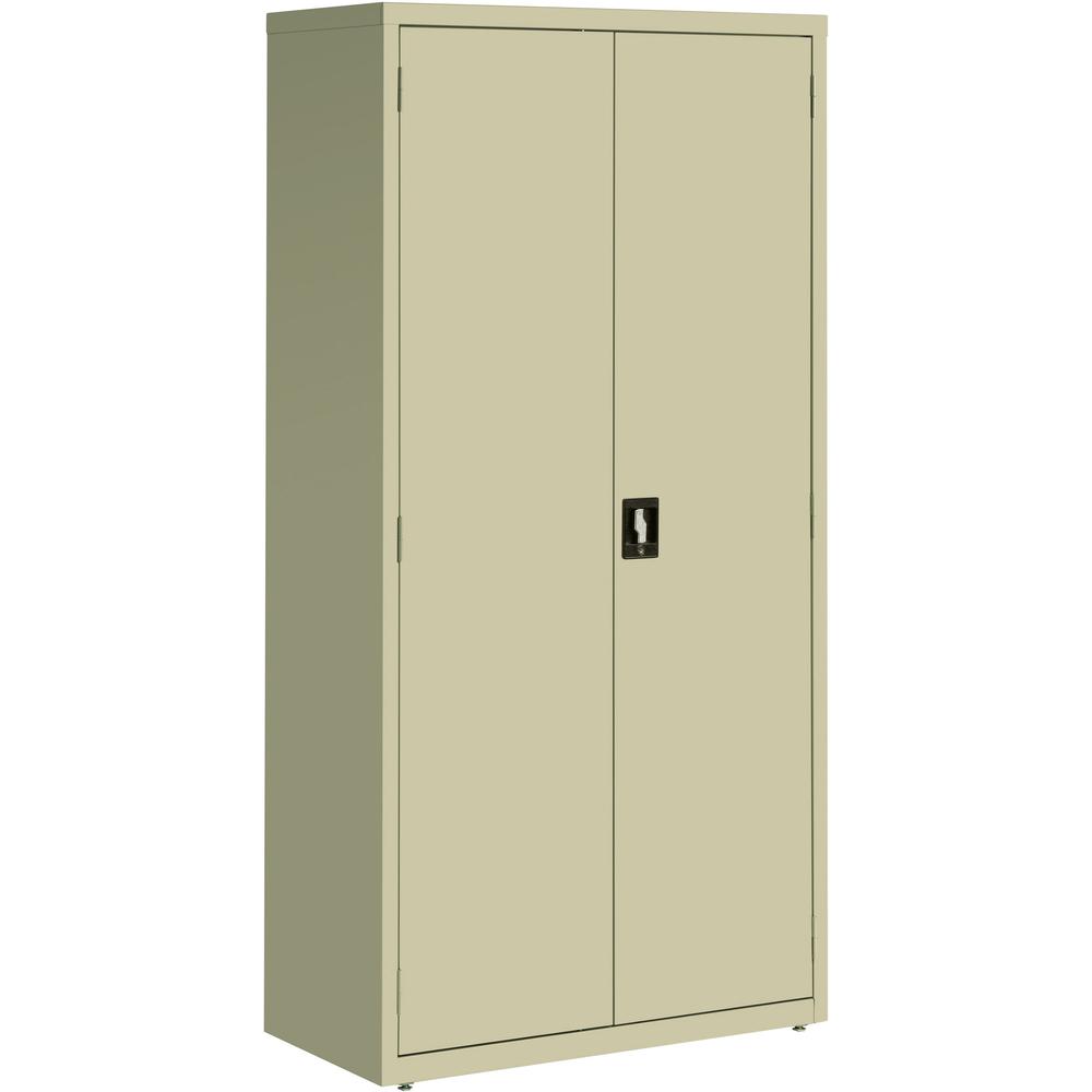 Lorell Fortress Series Storage Cabinets - 36" x 18" x 72" - 5 x Shelf(ves) - Recessed Locking Handle, Hinged Door, Durable - Putty - Powder Coated - Steel - Recycled. Picture 1