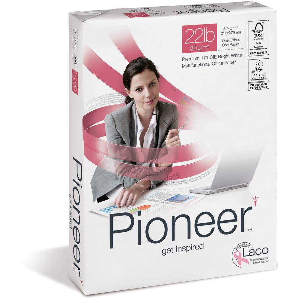 Pioneer Premium Forward-Thinking Multipurpose Paper - White - Letter - 8 1/2" x 11" - 22 lb Basis Weight - 5000 / Carton - FSC - Jam-free - White. Picture 1