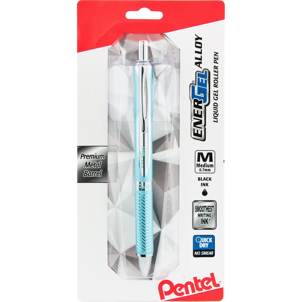 EnerGel EnerGel Alloy Gel Pen - Medium Pen Point - 0.7 mm Pen Point Size - Refillable - Retractable - Black Gel-based Ink - Aluminum Alloy Barrel - 1 / Pack. Picture 1