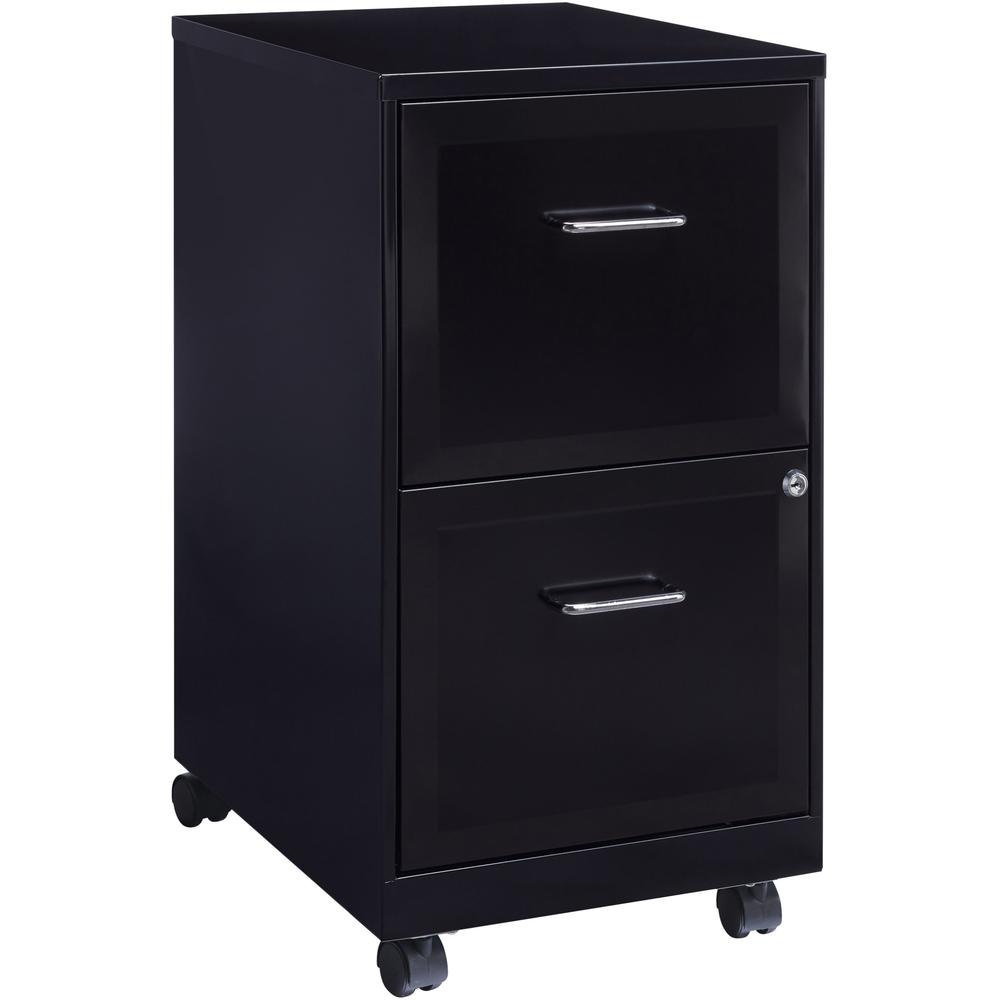Lorell SOHO 18" 2-Drawer Mobile File Cabinet - 14.3" x 18" x 24.5" - 2 x Drawer(s) for File - Locking Drawer, Pull Handle, Casters, Glide Suspension - Black, Chrome - Baked Enamel - Steel - Recycled -. The main picture.